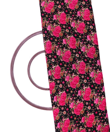 black floral pattern crepe fabric